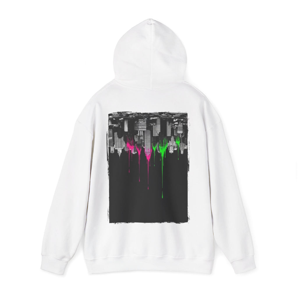 City Skyline Drip Hoodie — Neon Paint Urban Streetwear