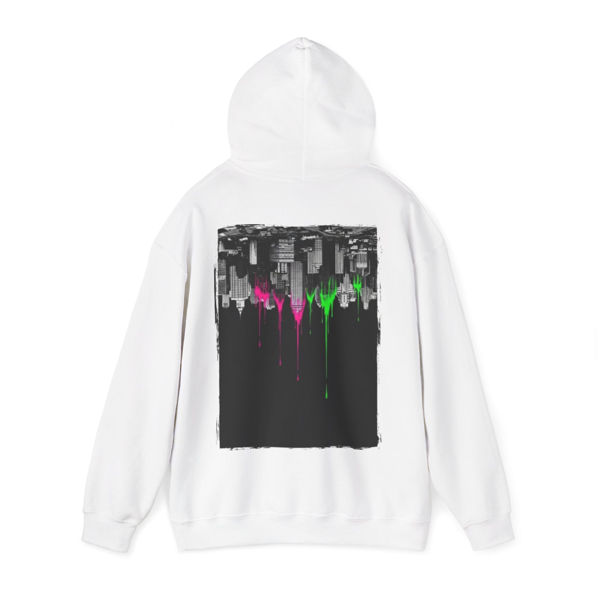City Skyline Drip Hoodie — Neon Paint Urban Streetwear