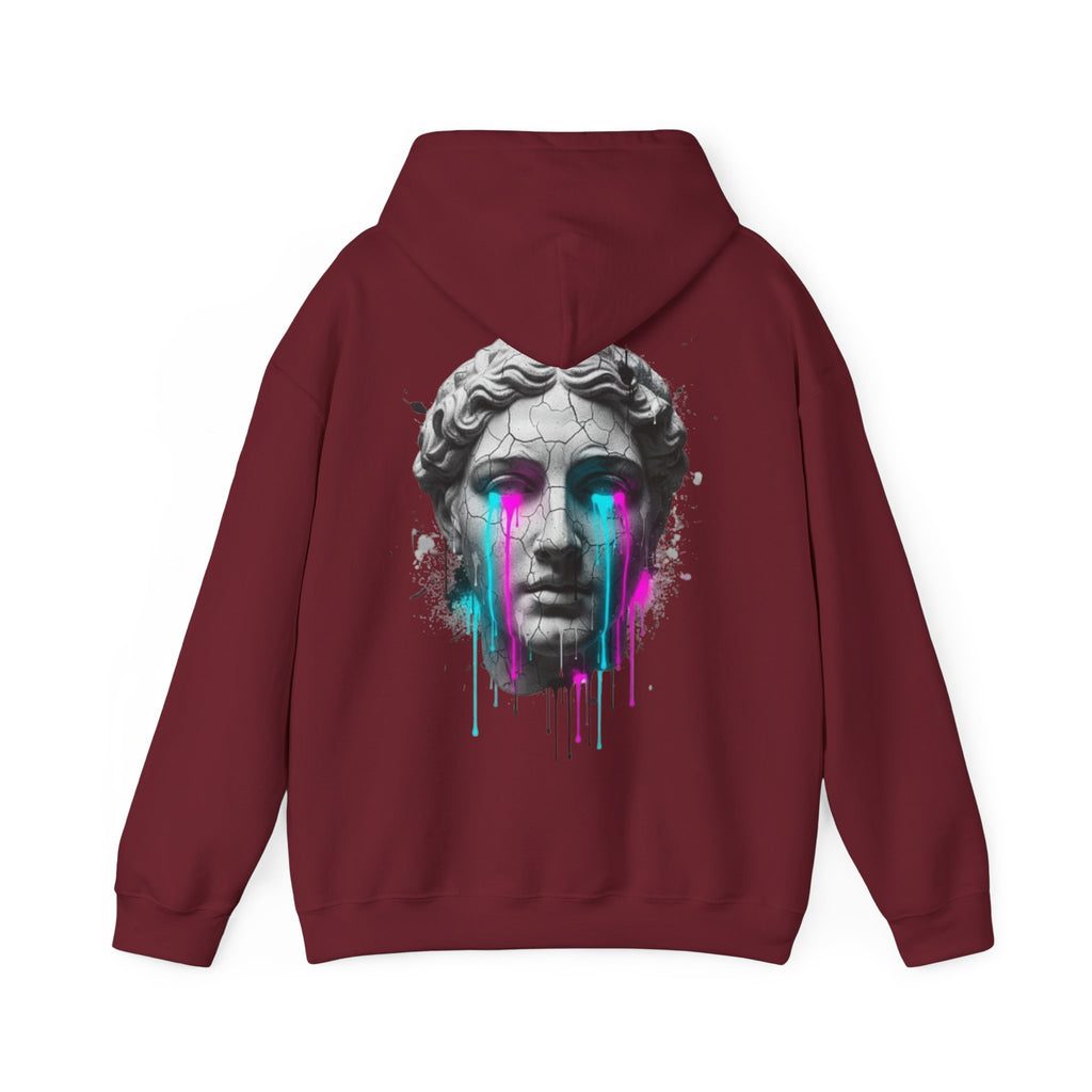Statue Head Hoodie — Neon Drip Greek Bust Sweatshirt