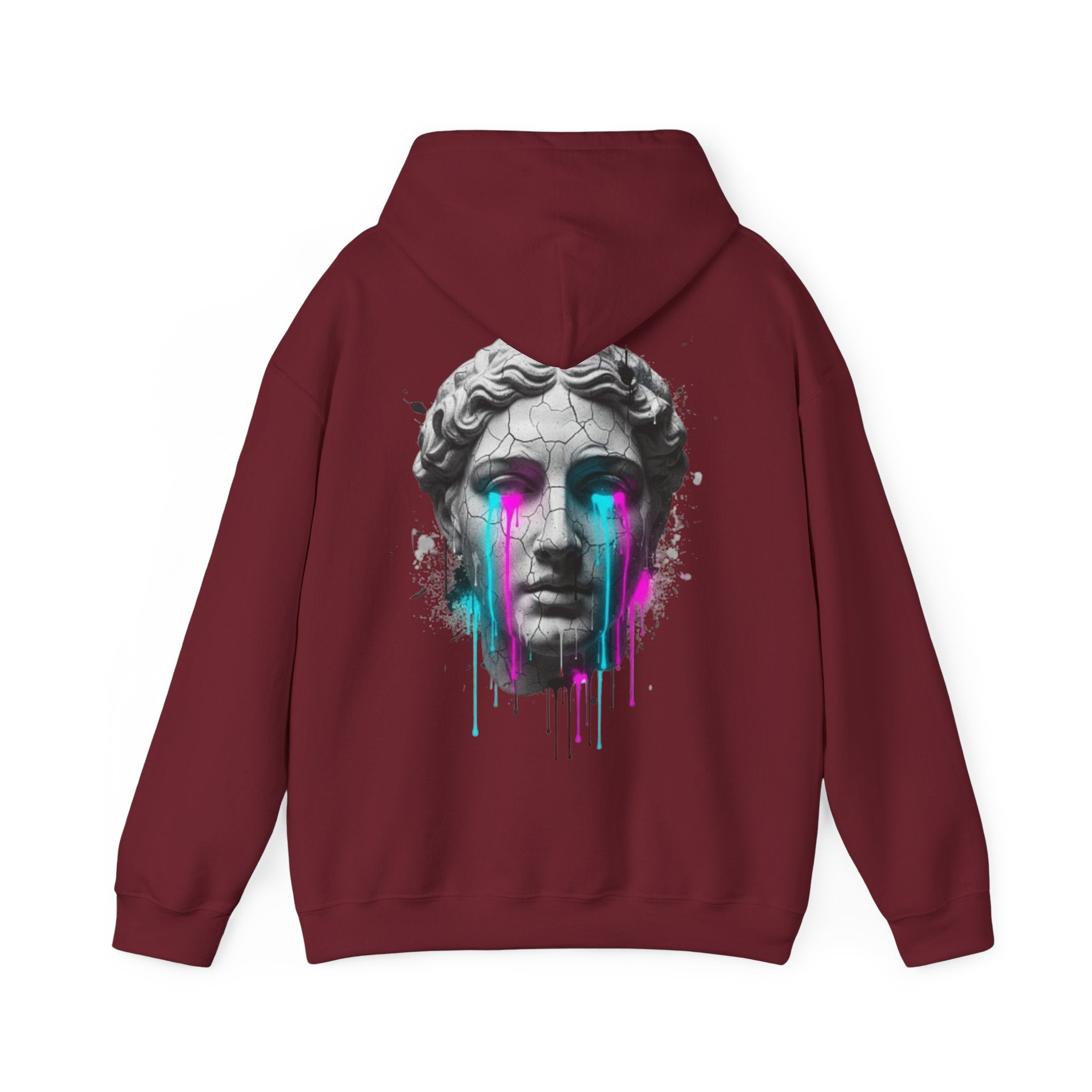 Statue Head Hoodie — Neon Drip Greek Bust Sweatshirt