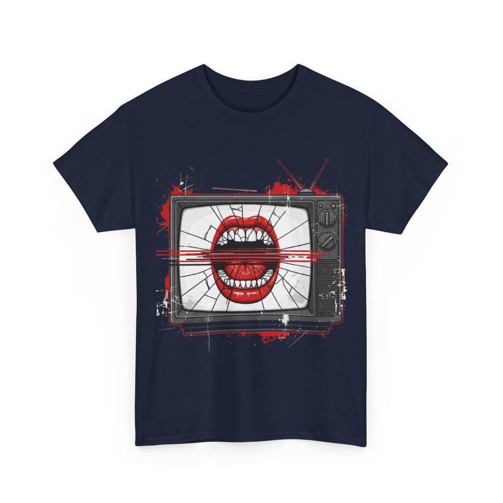 TV Screen with Screaming Mouth Graphic Tee — Retro Horror Punk T-Shirt