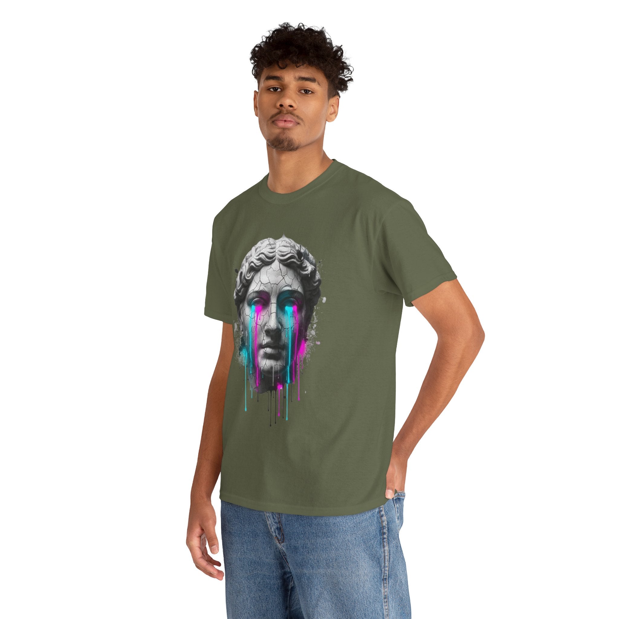 Statue Head Tee — Neon Drip Vaporwave Greek Bust T-Shirt