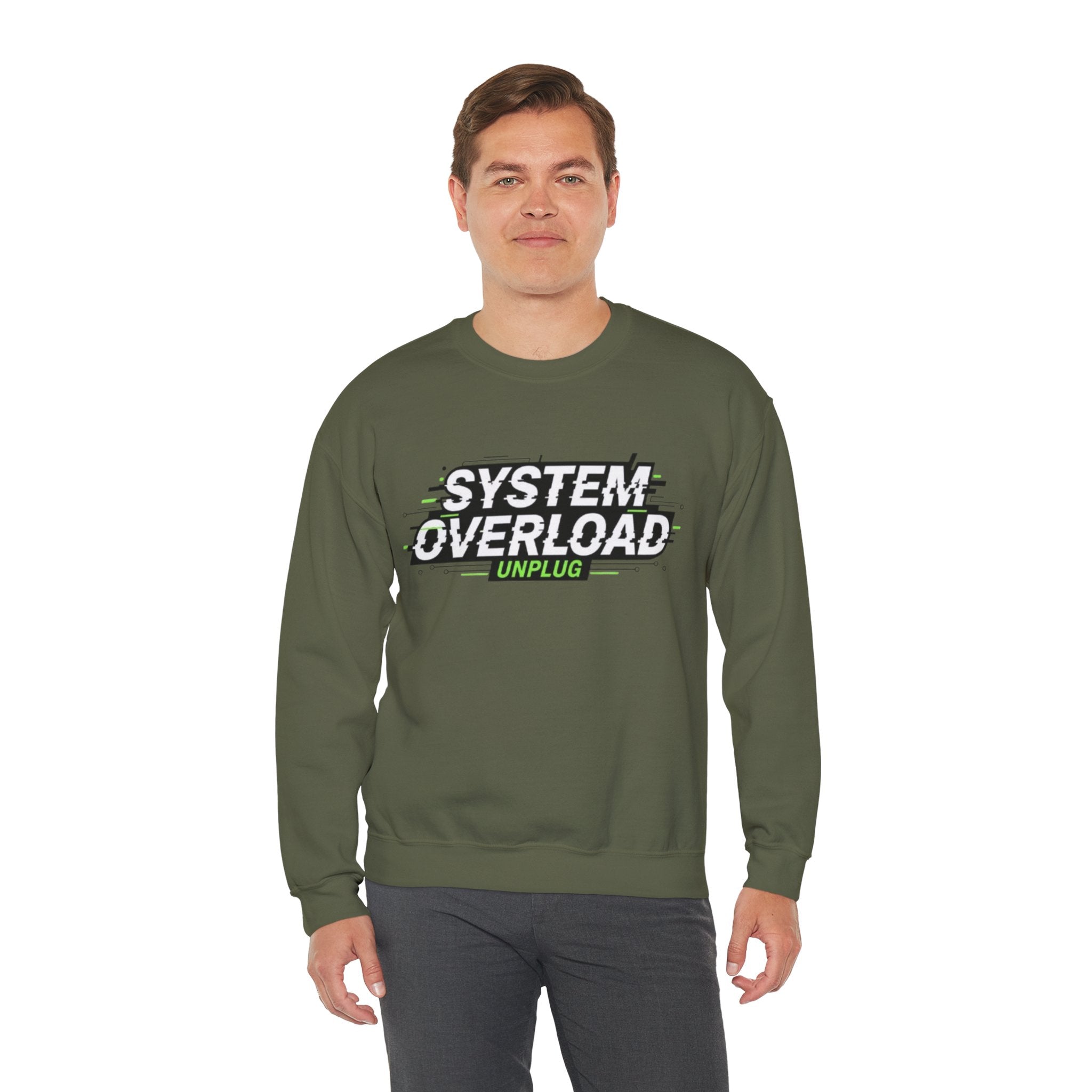 System Overload Crewneck Sweatshirt – "System Overload Unplug" Graphic Pullover