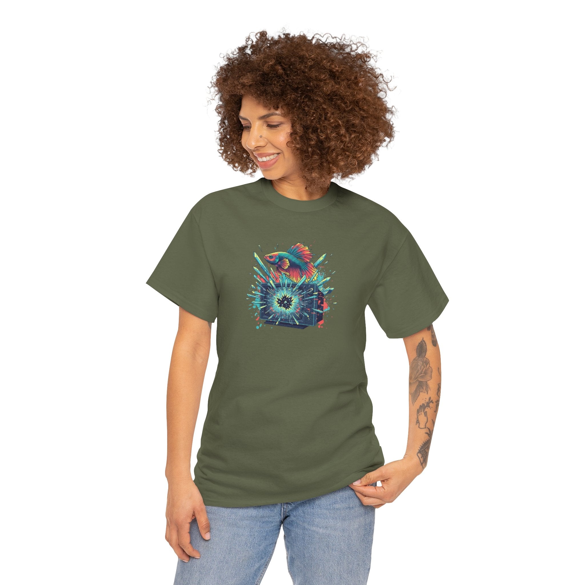 Cosmic Bloom Graphic Tee — Neon Galaxy Floral T-Shirt