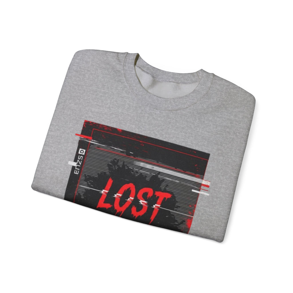Lost Signal Crewneck Sweatshirt – Retro Glitch Graphic Pullover