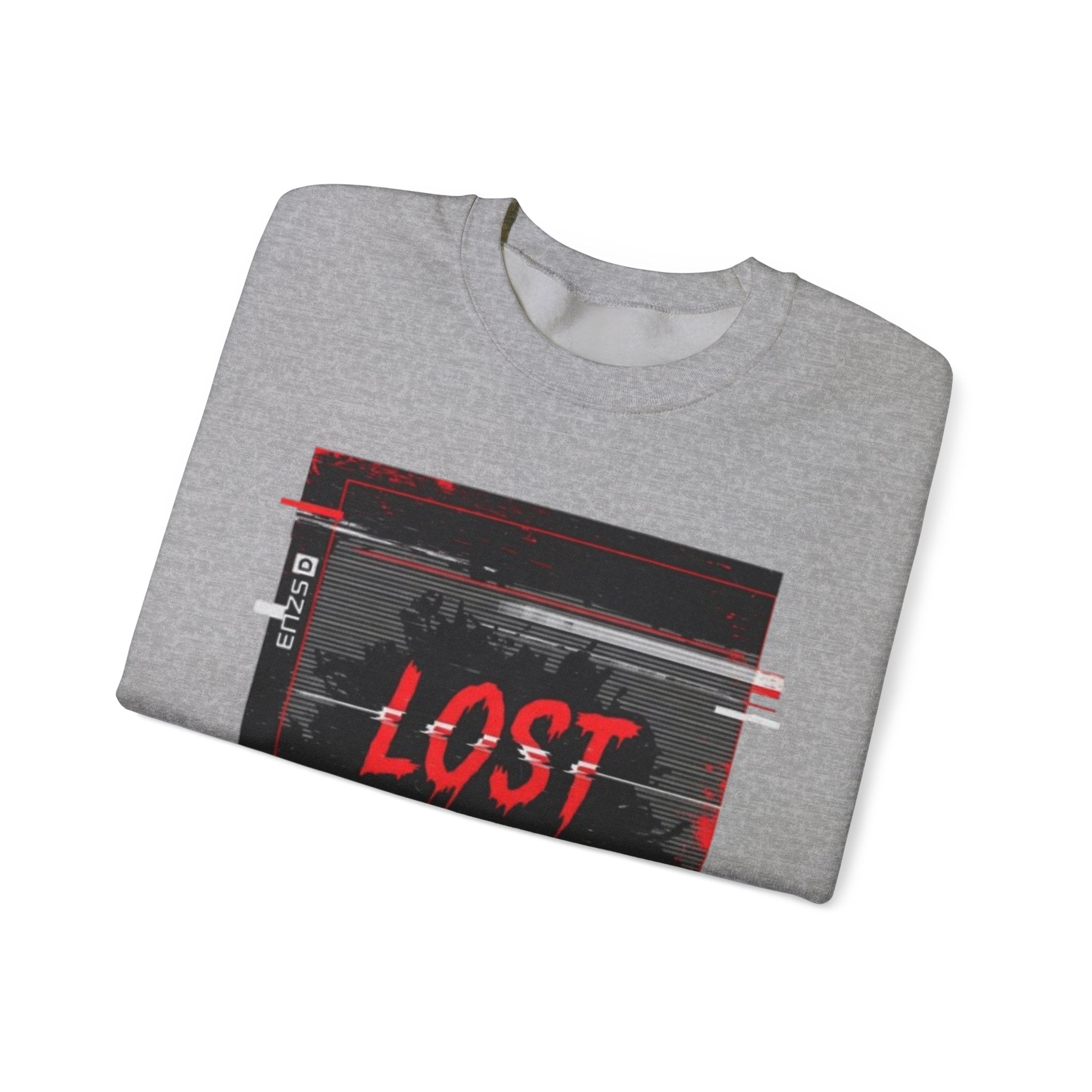 Lost Signal Crewneck Sweatshirt – Retro Glitch Graphic Pullover