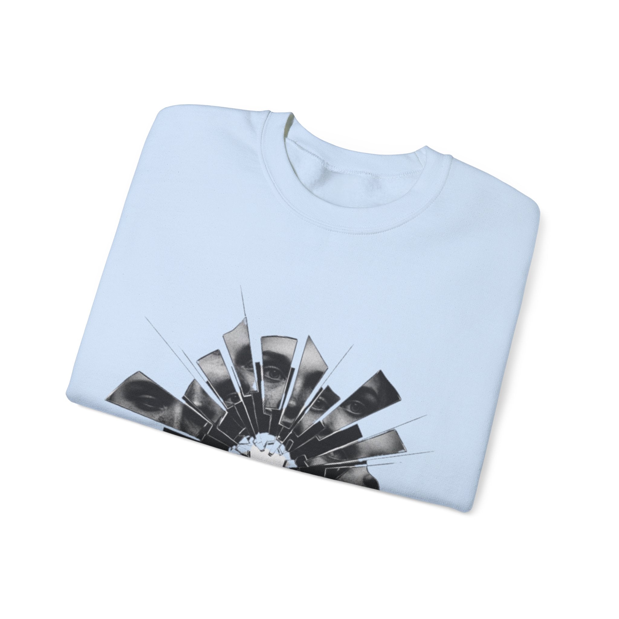 Broken Glass Flower Crewneck Sweatshirt — Monochrome Shattered Floral Graphic