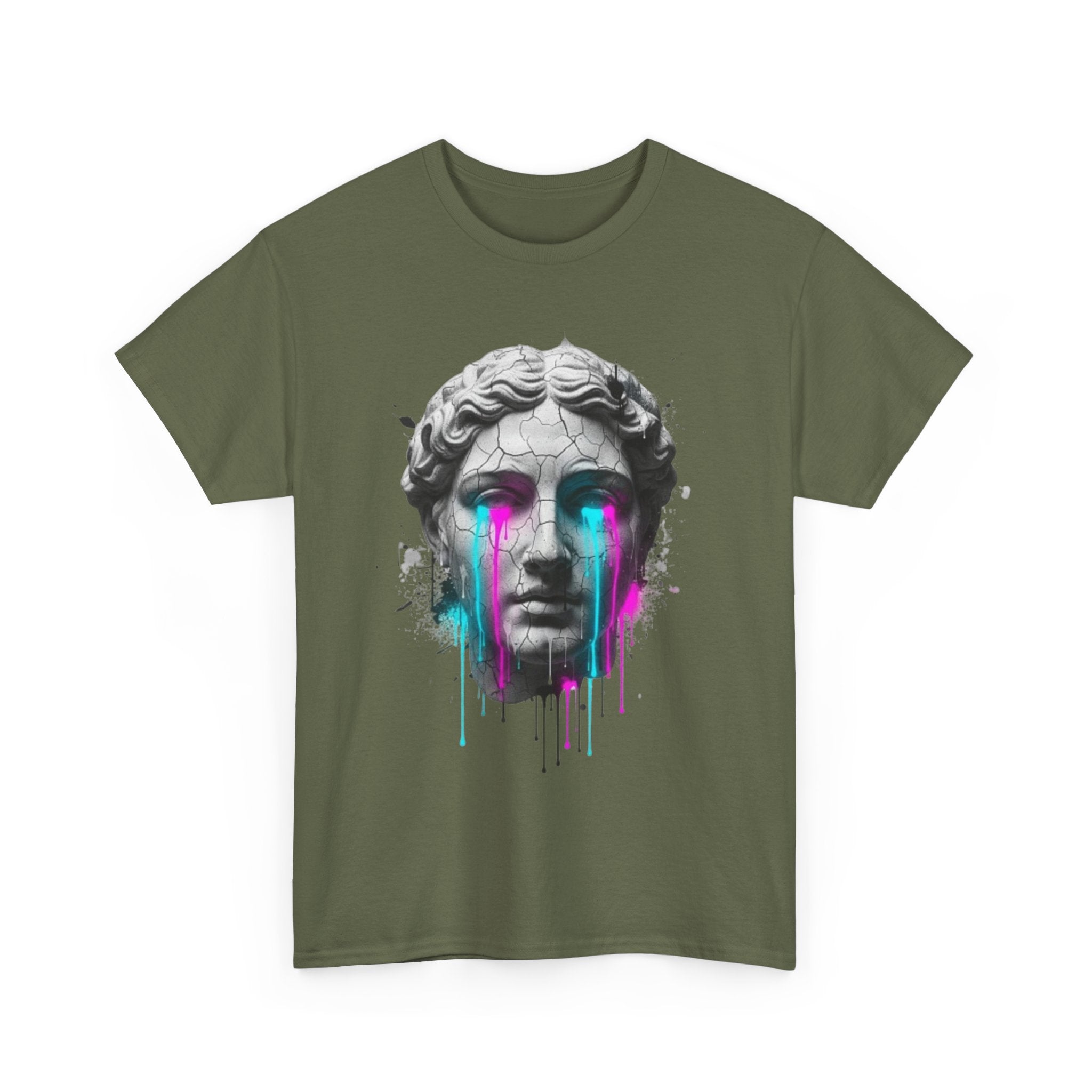 Statue Head Tee — Neon Drip Vaporwave Greek Bust T-Shirt
