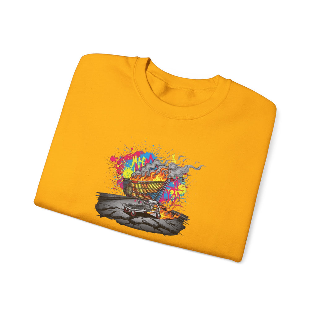 Crewneck Sweatshirt — Colorful Burning Ship Graphic