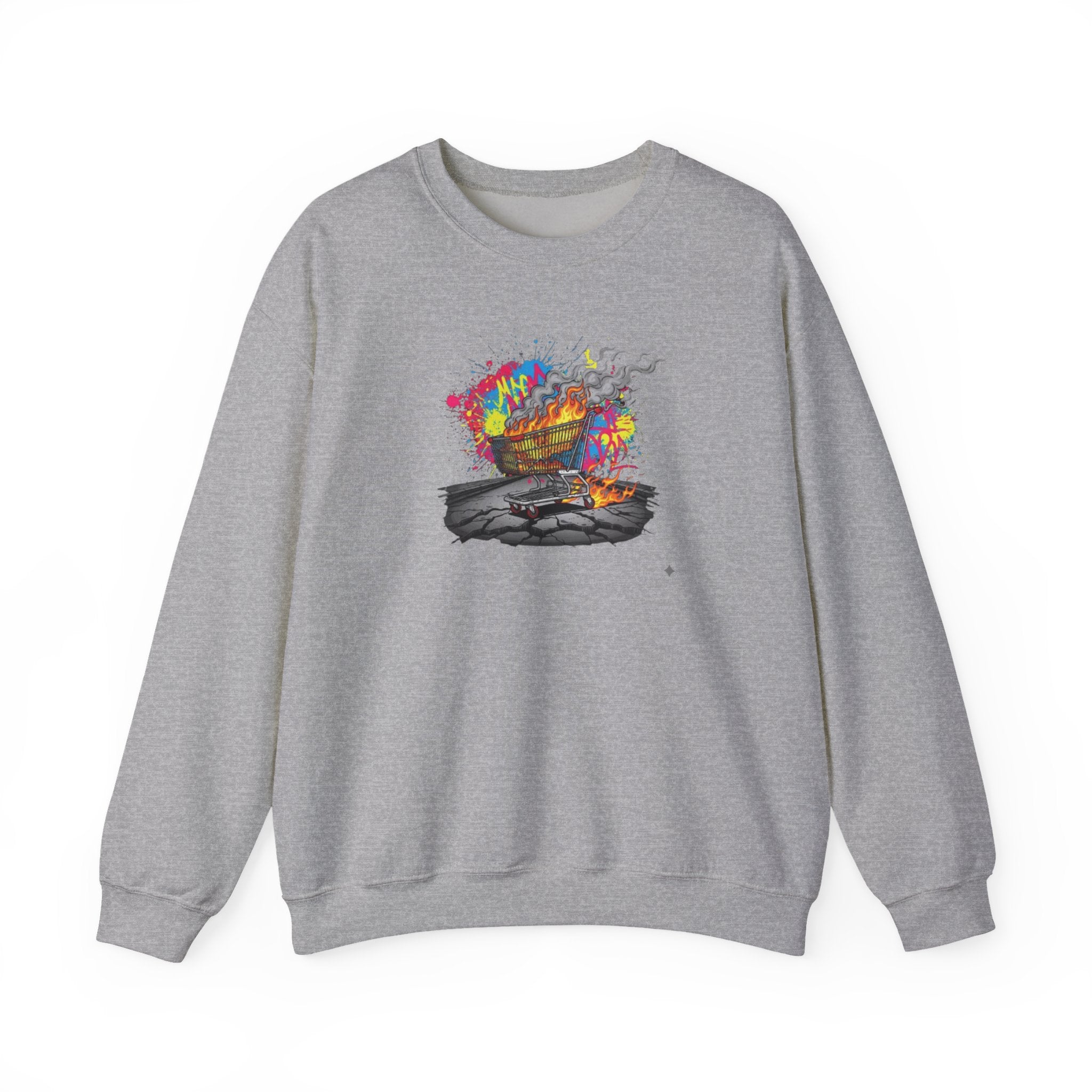 Crewneck Sweatshirt — Colorful Burning Ship Graphic