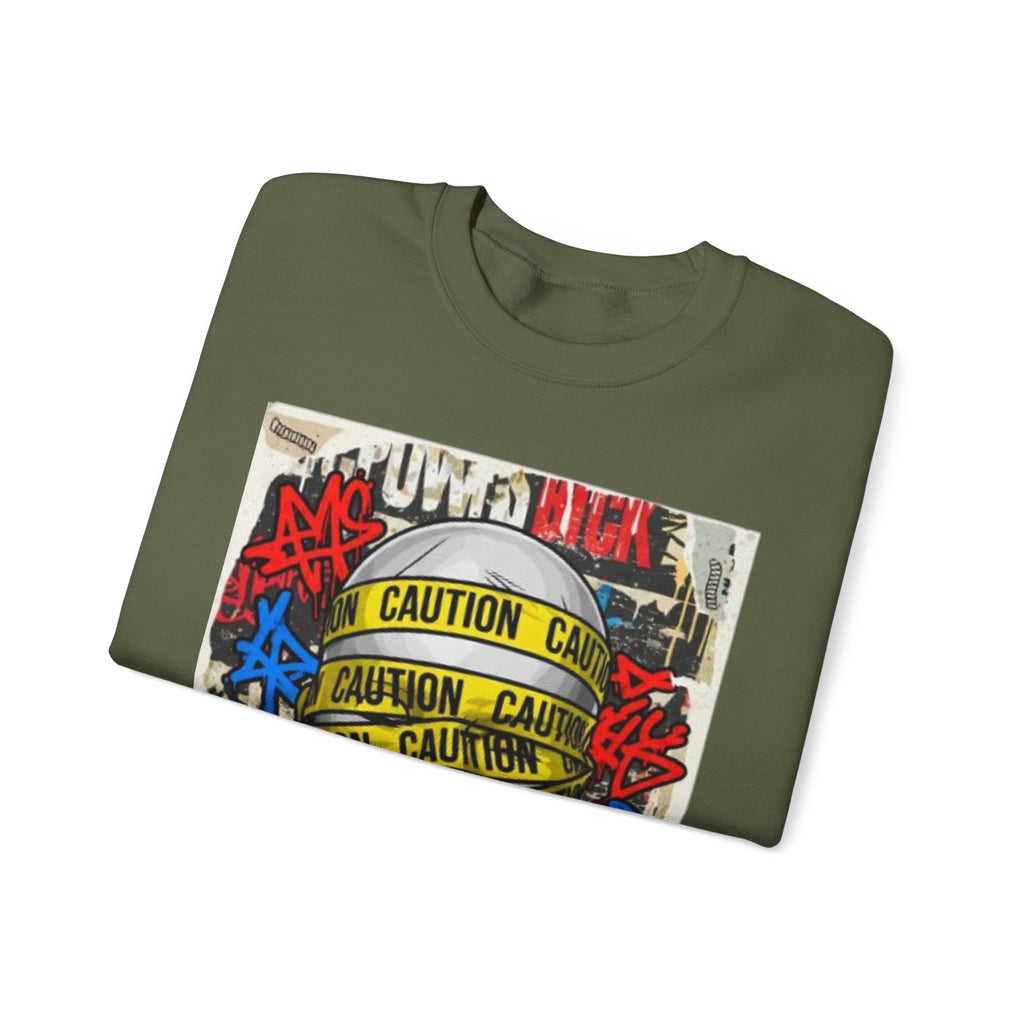 Caution Tape Graffiti Crewneck Sweatshirt