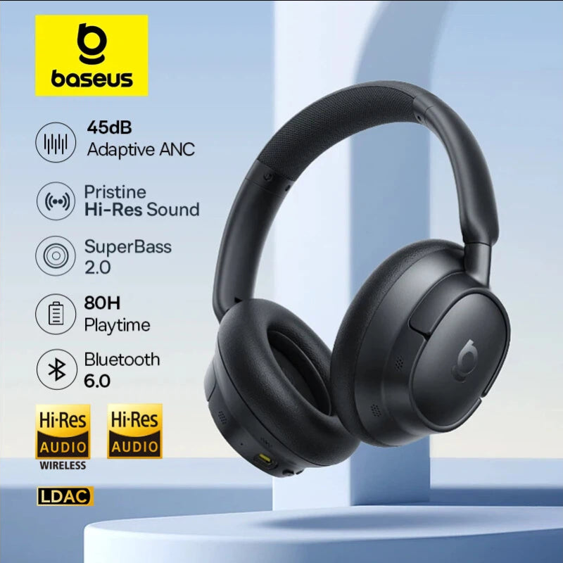 Baseus EH10  ANC Headphones – 45dB Hybrid Noise Cancelling, 80H Battery