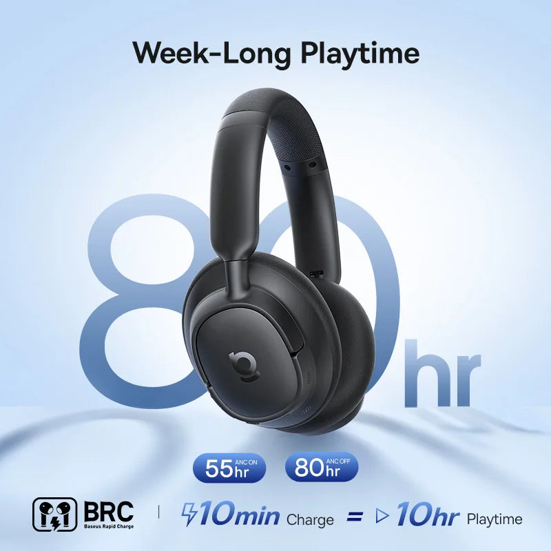 Baseus EH10  ANC Headphones – 45dB Hybrid Noise Cancelling, 80H Battery